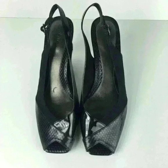 East 5th Heels Size 9.5 Snakeskin Print Peep Toe - Picture 3 of 10